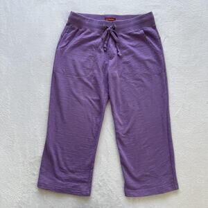 Merona Sweatpants Womens XS Purple Crop Jersey Elastic Waist Pockets Casual